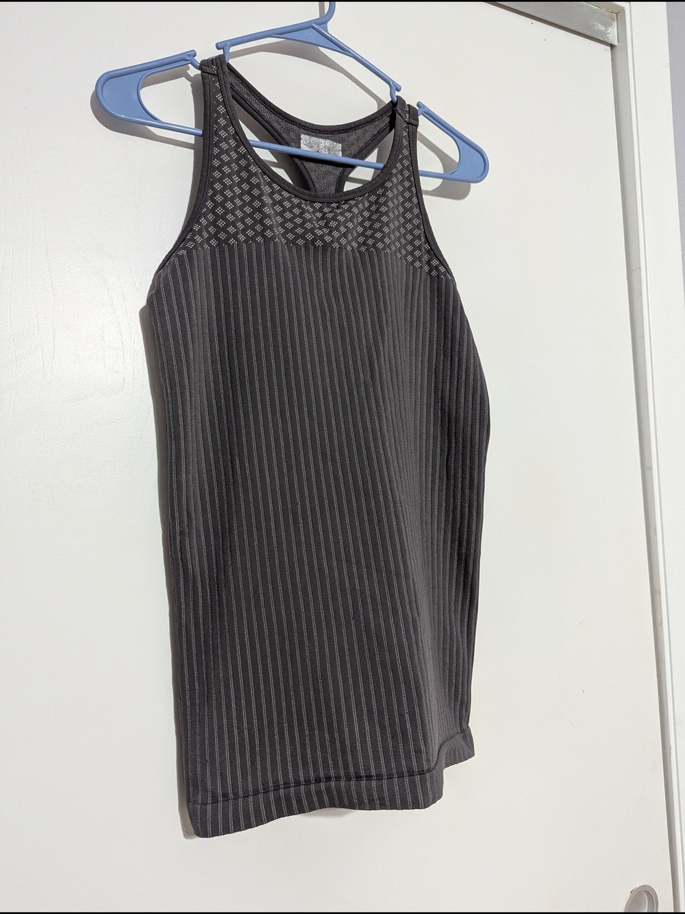 Athleta Black Ribbed Racerback Tank with Mesh Yoke - Picture 3 of 5